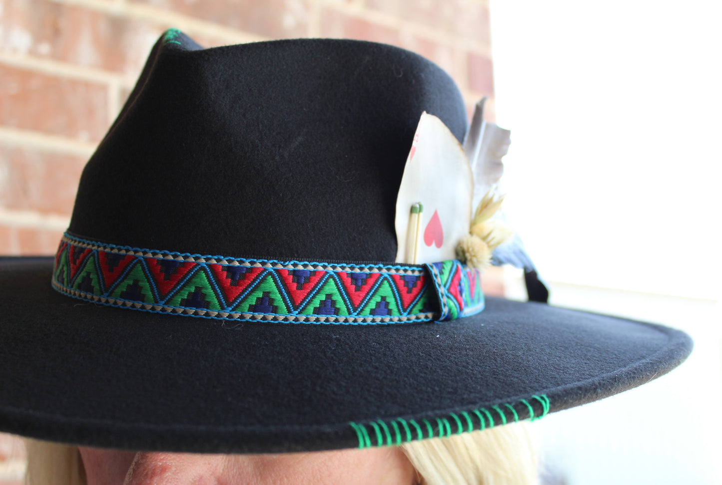 Ace of Hearts Custom Vegan Felt Black Hat