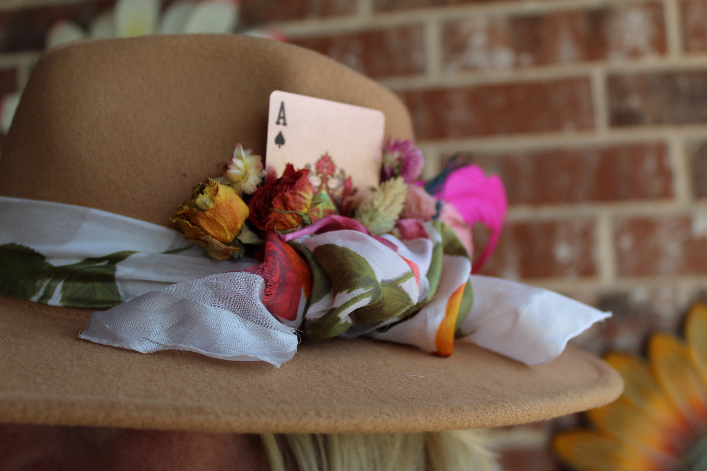 Pink Aces Custom Vegan Felt Tan Hat