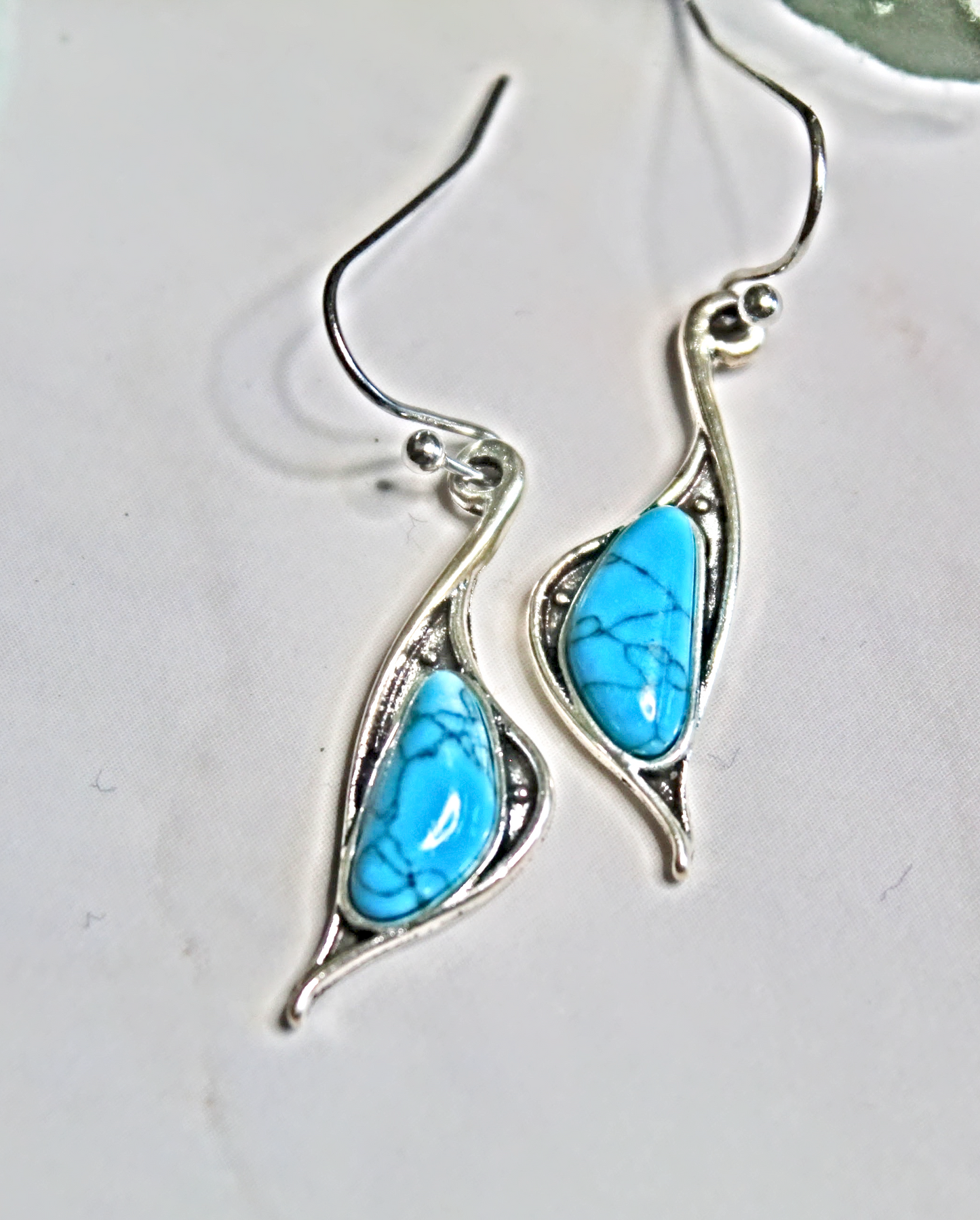 Silver Earrings with Turquoise Stone Detail