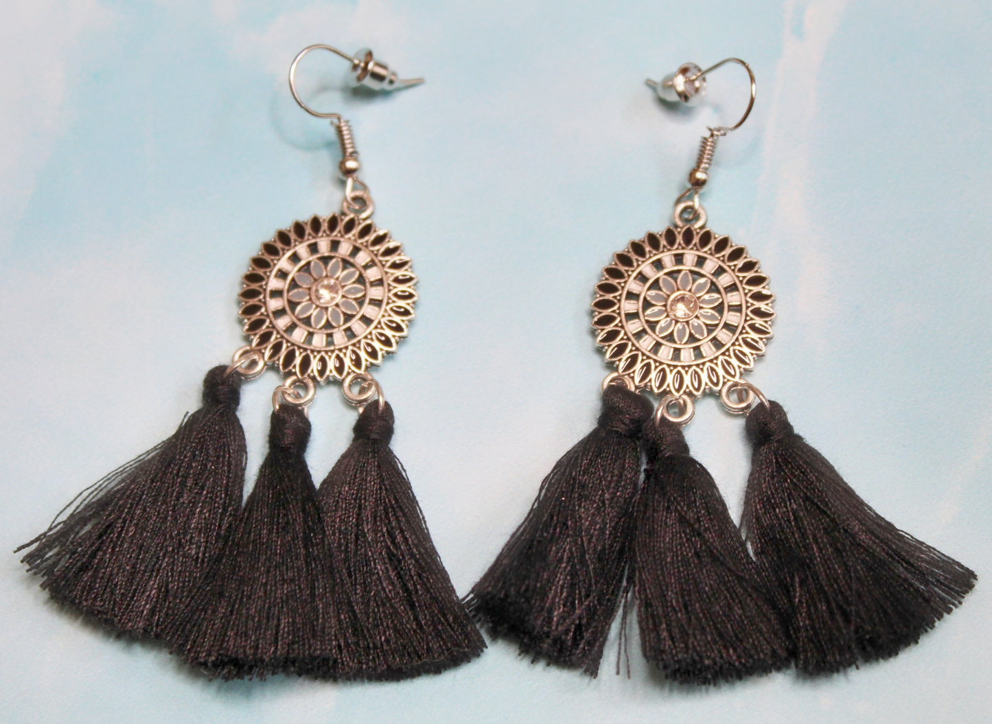 Tassel and Silvertone Earrings