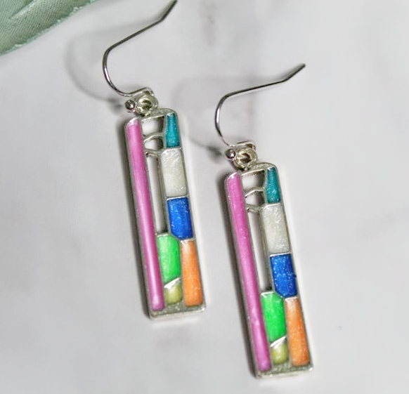 Multicolored silver tone earrings