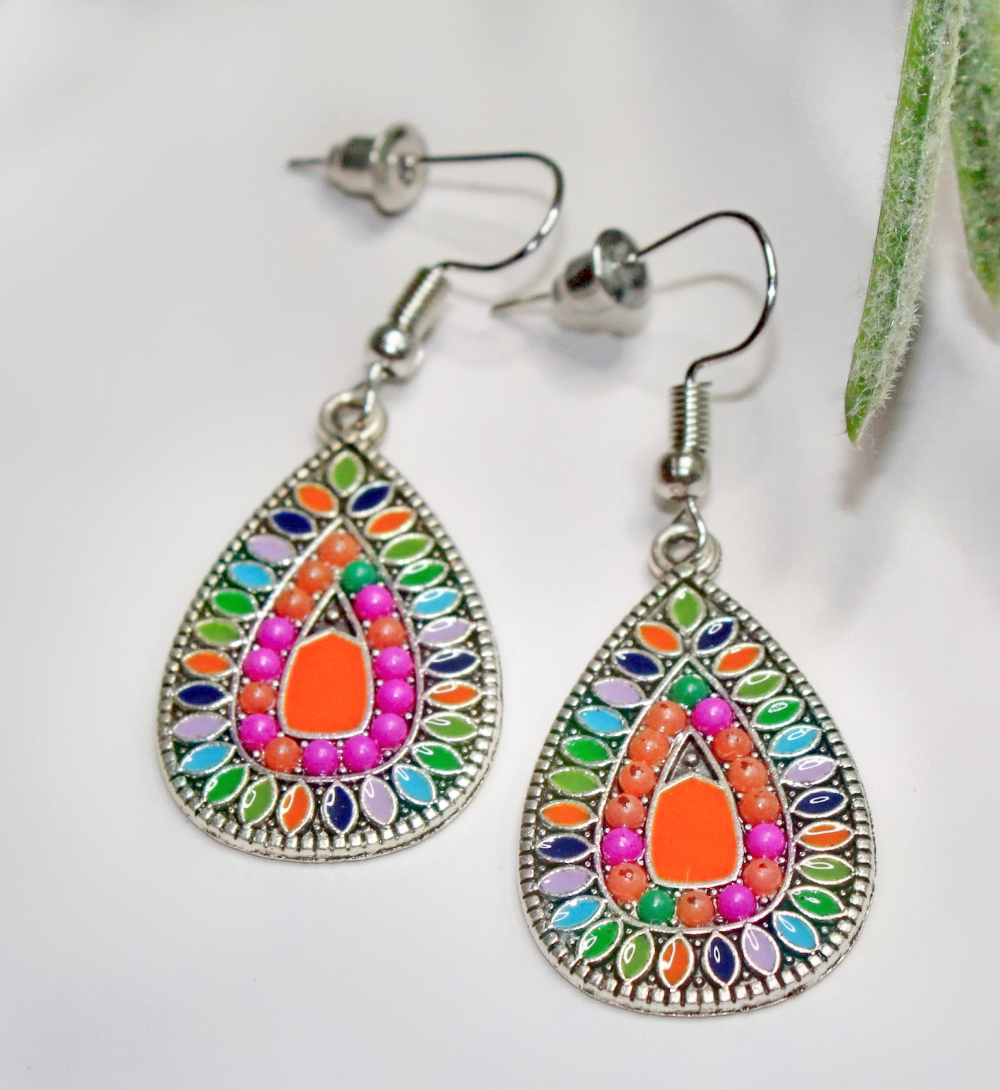 Multicolor Crystal Teardrop Shaped Earrings