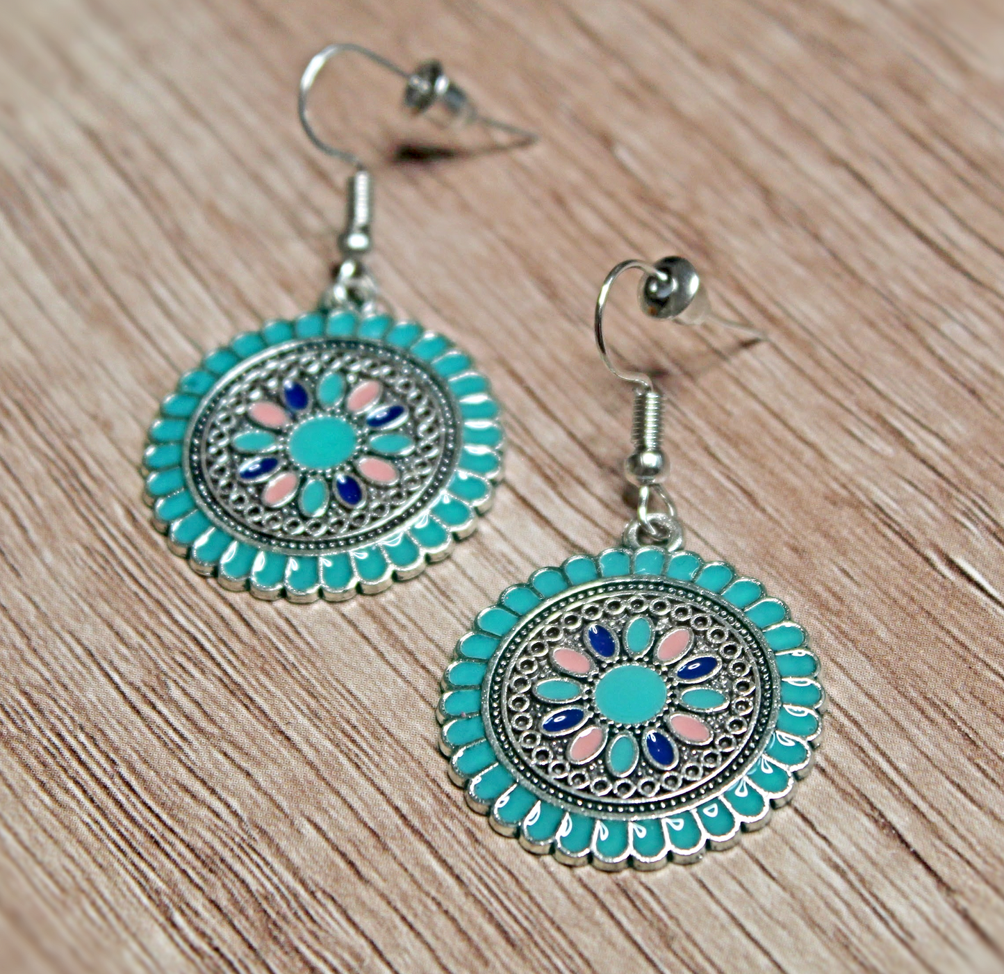 Flower Inspired Blue and Turquoise Stone Earrings