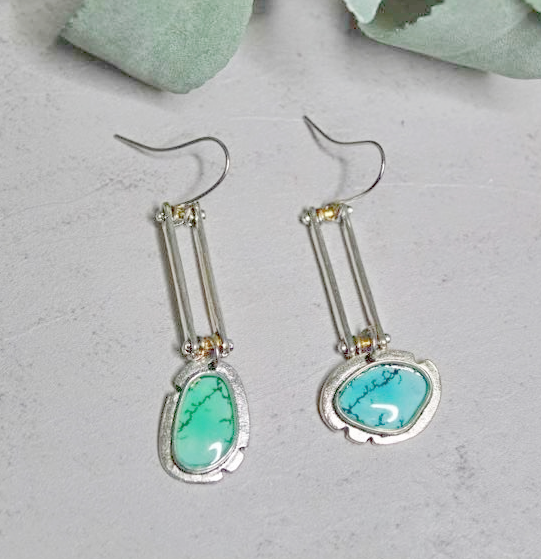 Silver earrings with turquoise stones
