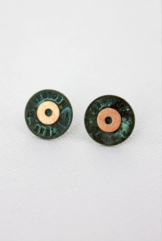 Scratched 12 Gauge Shotgun Shell Earrings