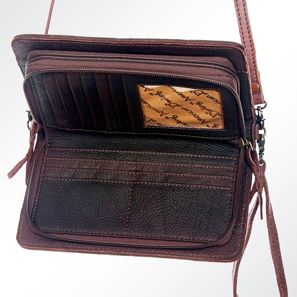 American Darling Women's Red and Turquoise Wool Blanket Crossbody Wallet