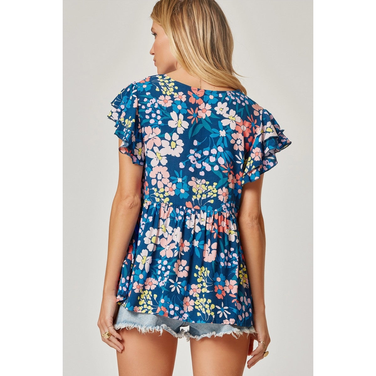 Andree by Unit Royal Blue Floral Print Top