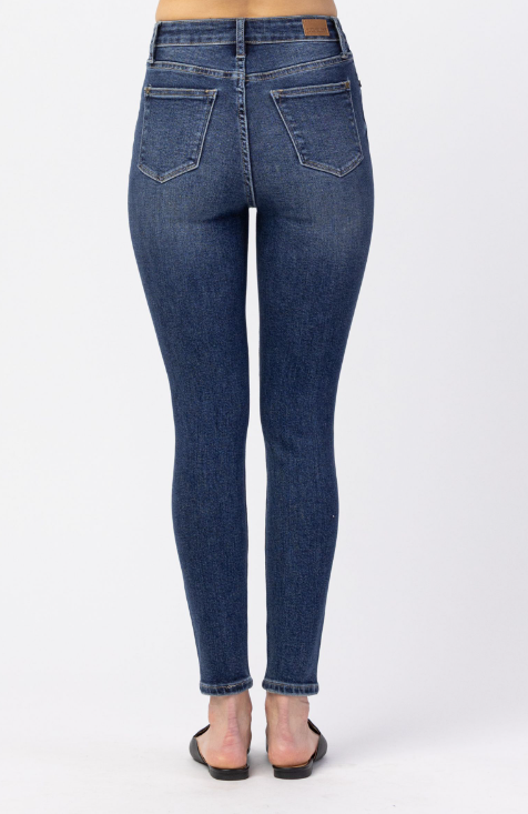 Judy Blue High Rise Front Yoke Skinny Dark Wash Jeans