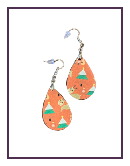 Vintage Style Reindeer and Christmas Tree Earrings