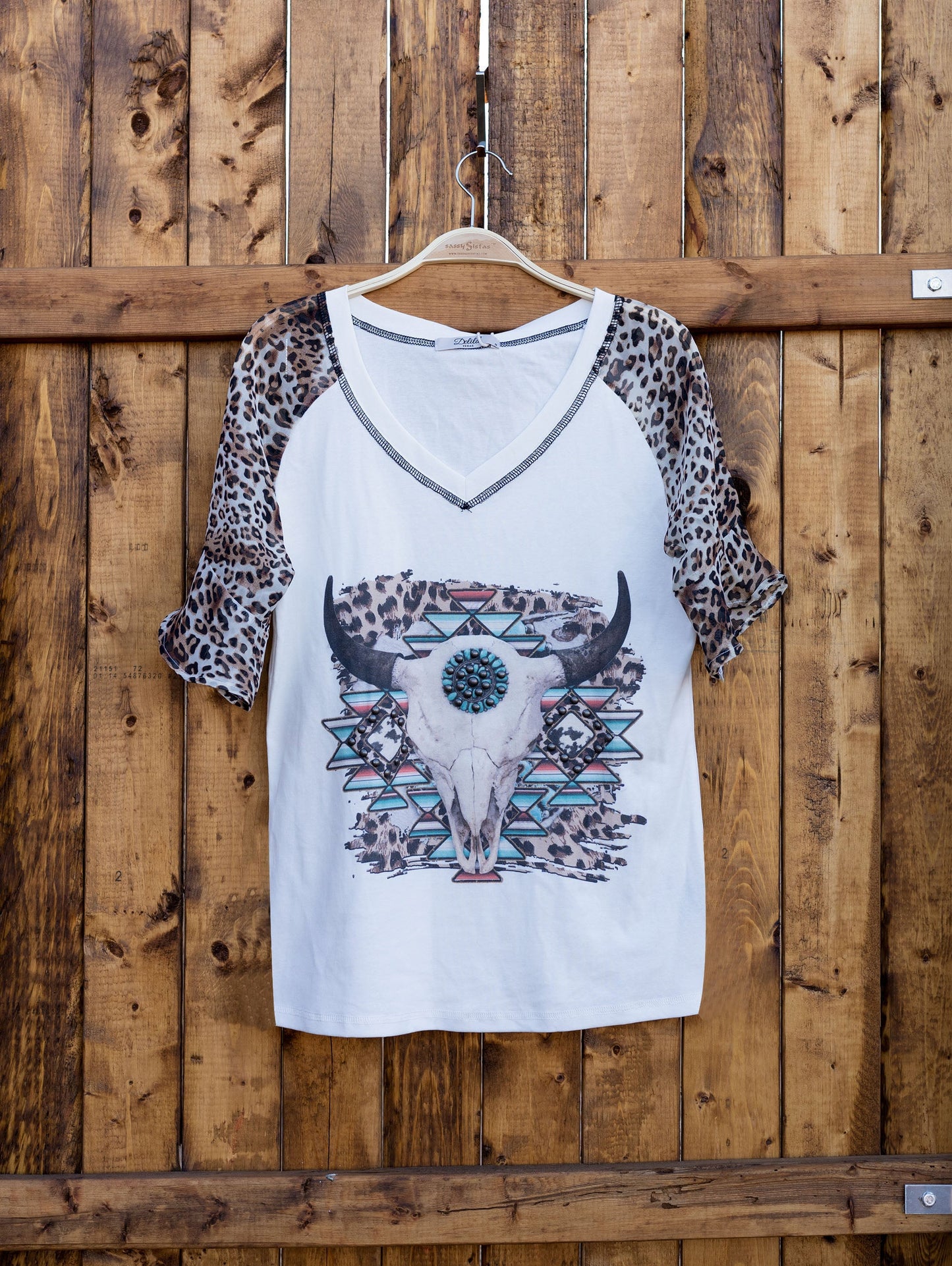 Cow Skull Graphic Short Sleeve Top