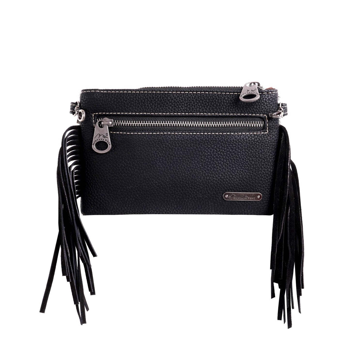 Montana West Hair-On Cowhide Leather Fringe Clutch/Crossbody
