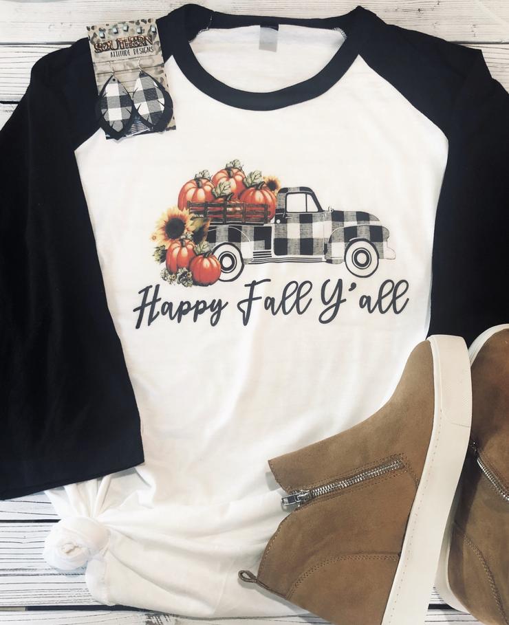 Happy Fall Y'all Raglan Tee