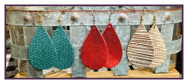 Teardrop Leather Earrings