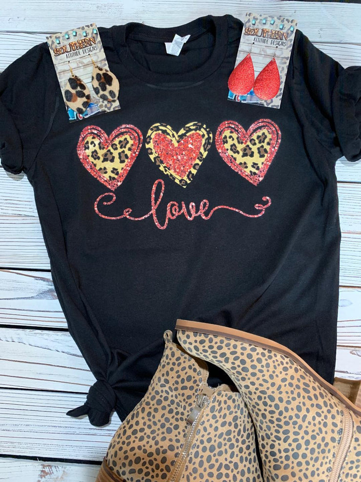 Love Leopard Hearts Tee