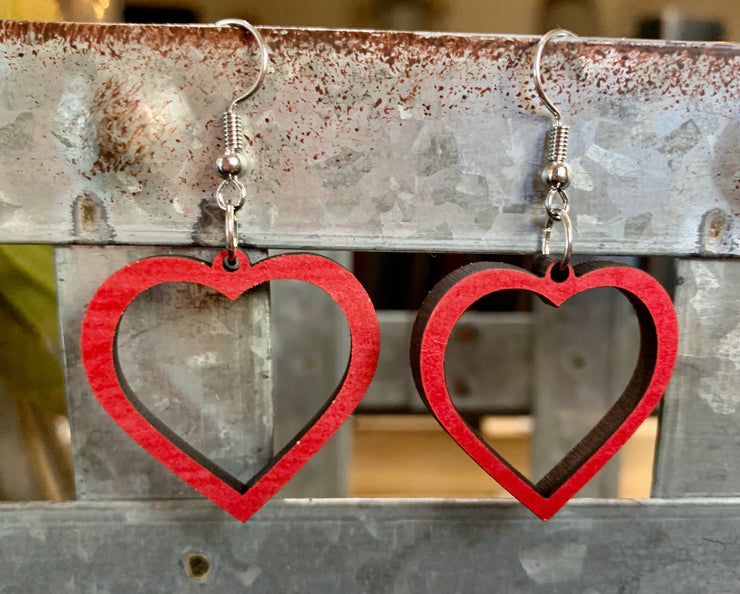 Mini Wooden Heart Earrings