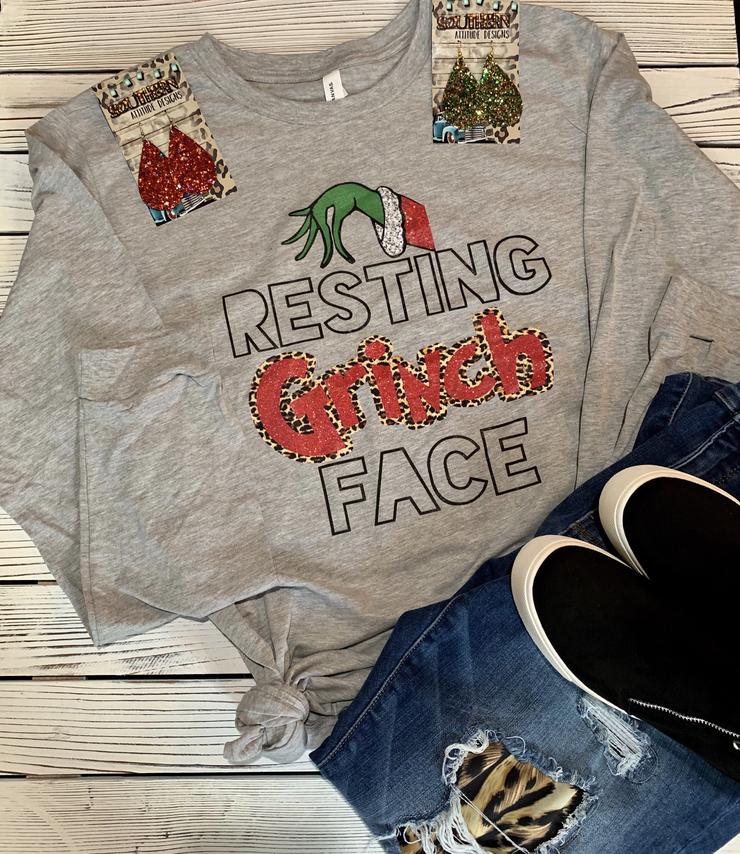 Resting Grinch Face Long Sleeve Tee