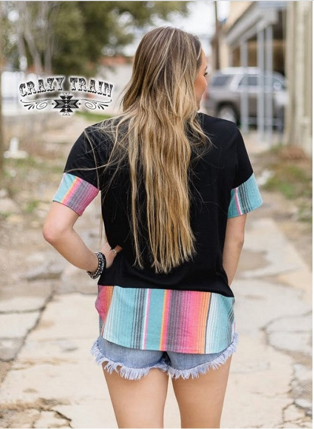 Seneca Stripes Serape and Black Top
