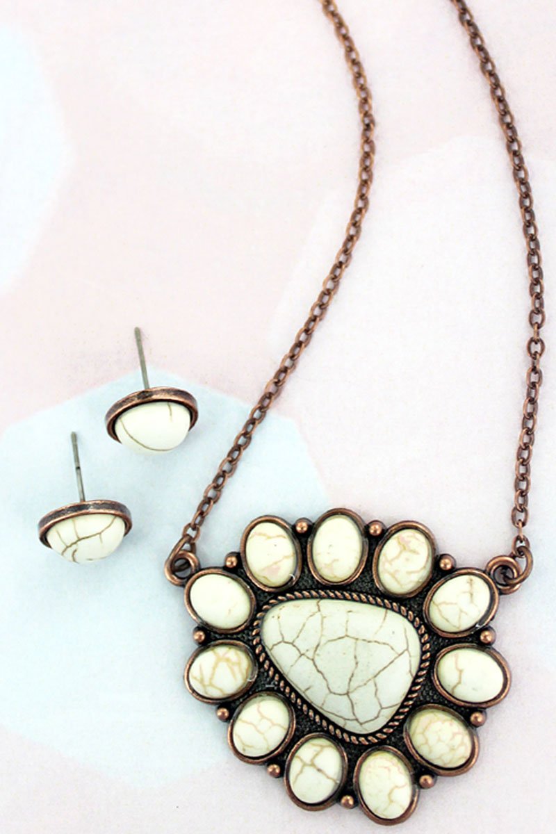 White San Pablo Necklace and Earring Set