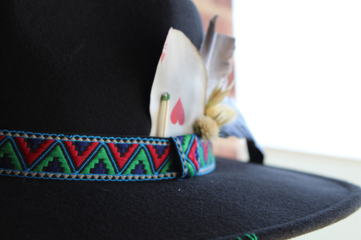 Ace of Hearts Custom Vegan Felt Black Hat