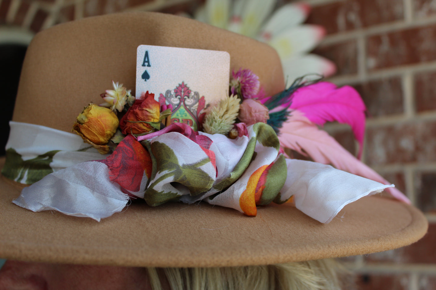 Pink Aces Custom Vegan Felt Tan Hat