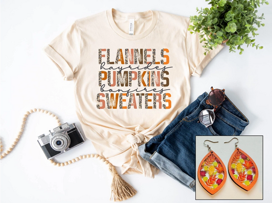 Flannels Hayrides Pumpkins Sweaters Fall Shirt