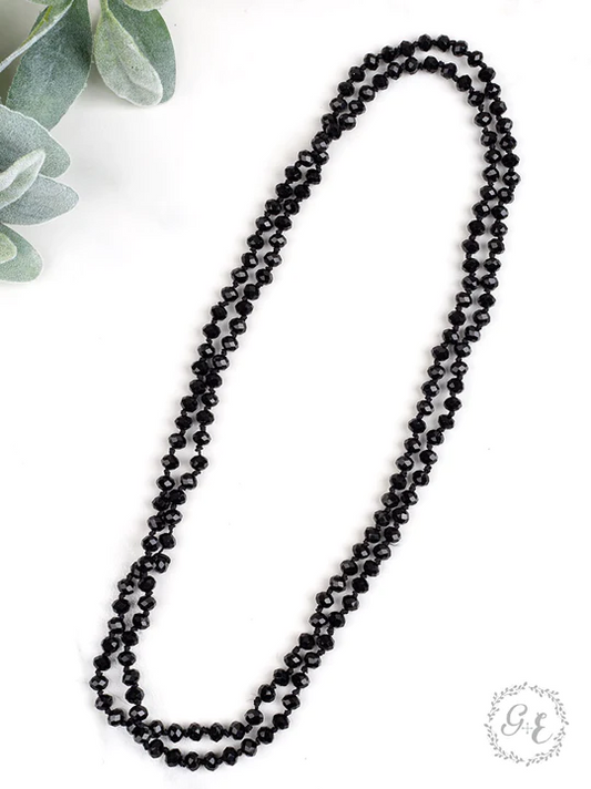 The Essential 60" Double Wrap Beaded Necklace - Black
