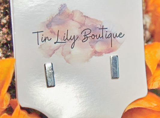 Silver toned bar earrings