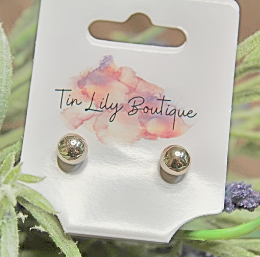 Small Silvertone Ball Earrings