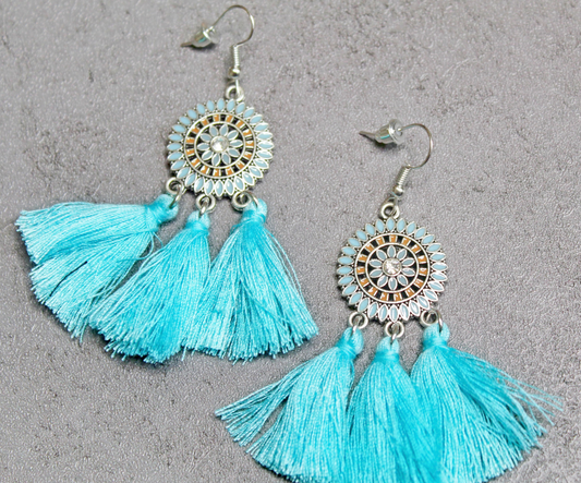 Tassel and Silvertone Earrings