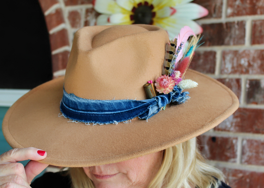 Southern Garden Custom Designed Vegan Felt Tan Hat