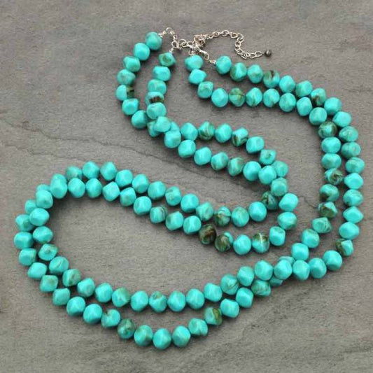 Layered Turquoise Bead Necklace