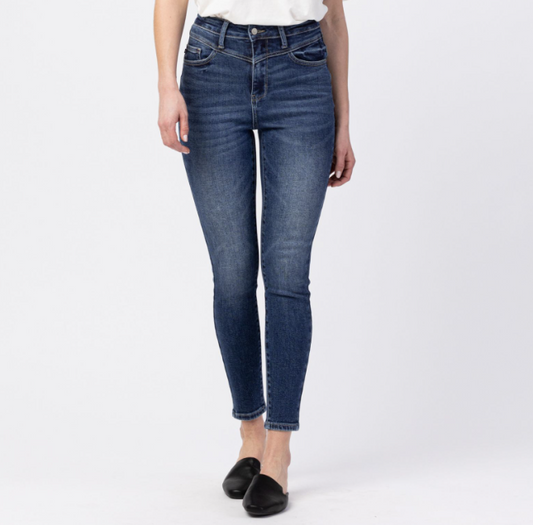 Judy Blue High Rise Front Yoke Skinny Dark Wash Jeans