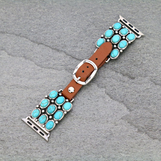 Turquoise Beaded Western Style Smart Watch Band