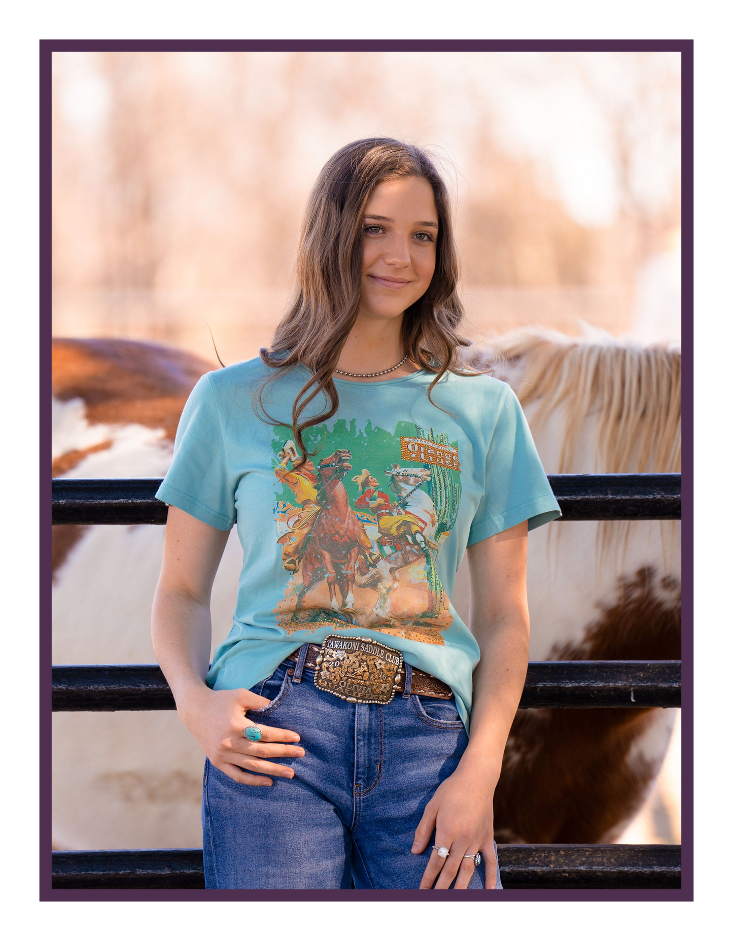 Rodeo Print Graphic Short Sleeve Top