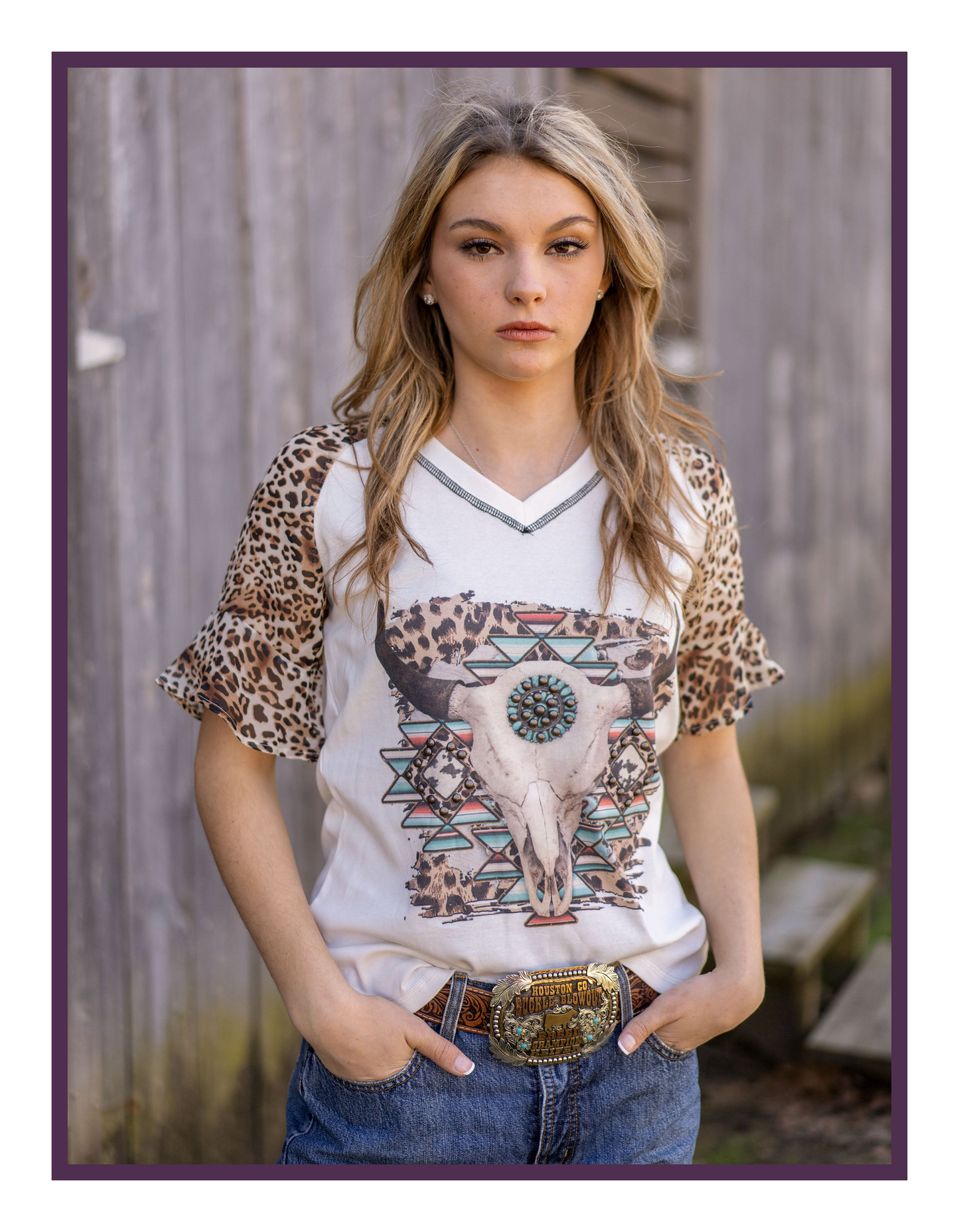 Cow Skull Graphic Short Sleeve Top