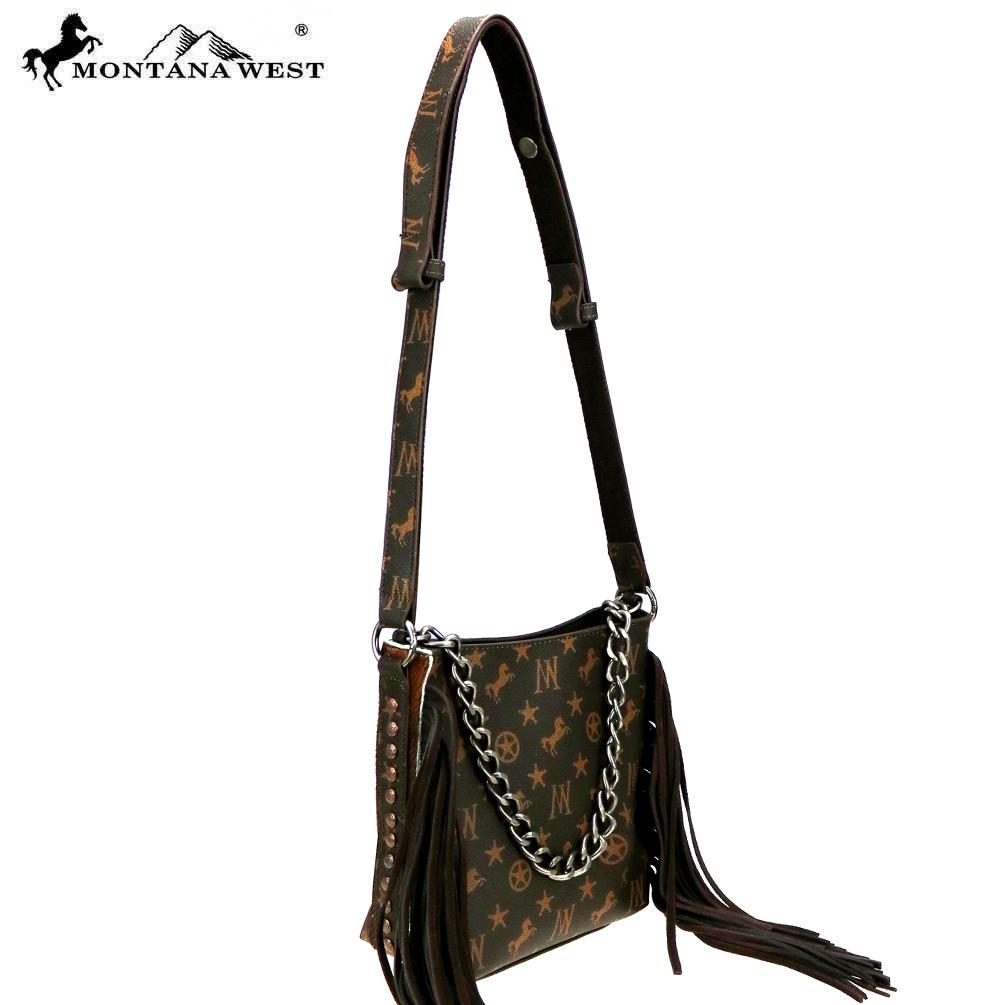Montana West Signature Monogram Hair Calf Collection Hobo/Crossbody