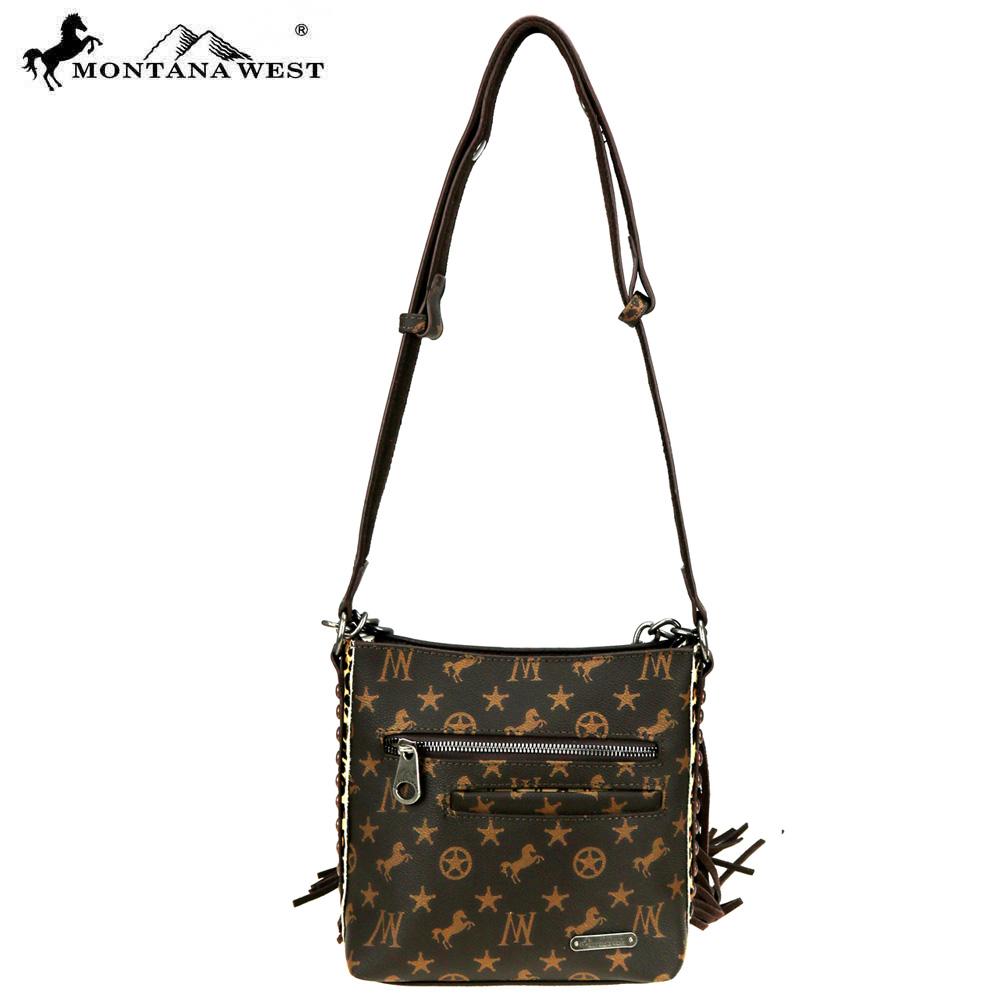 Montana West Signature Monogram Hair Calf Collection Hobo/Crossbody