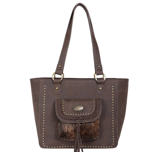 Montana West Trinity Ranch Hair-On Leather Tote