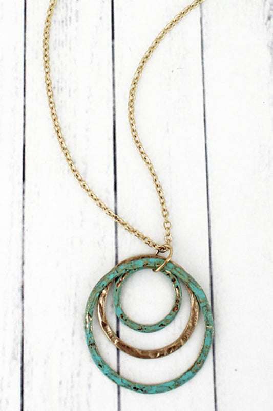 Patina Triple Circle Necklace