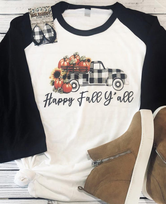 Happy Fall Y'all Raglan Tee