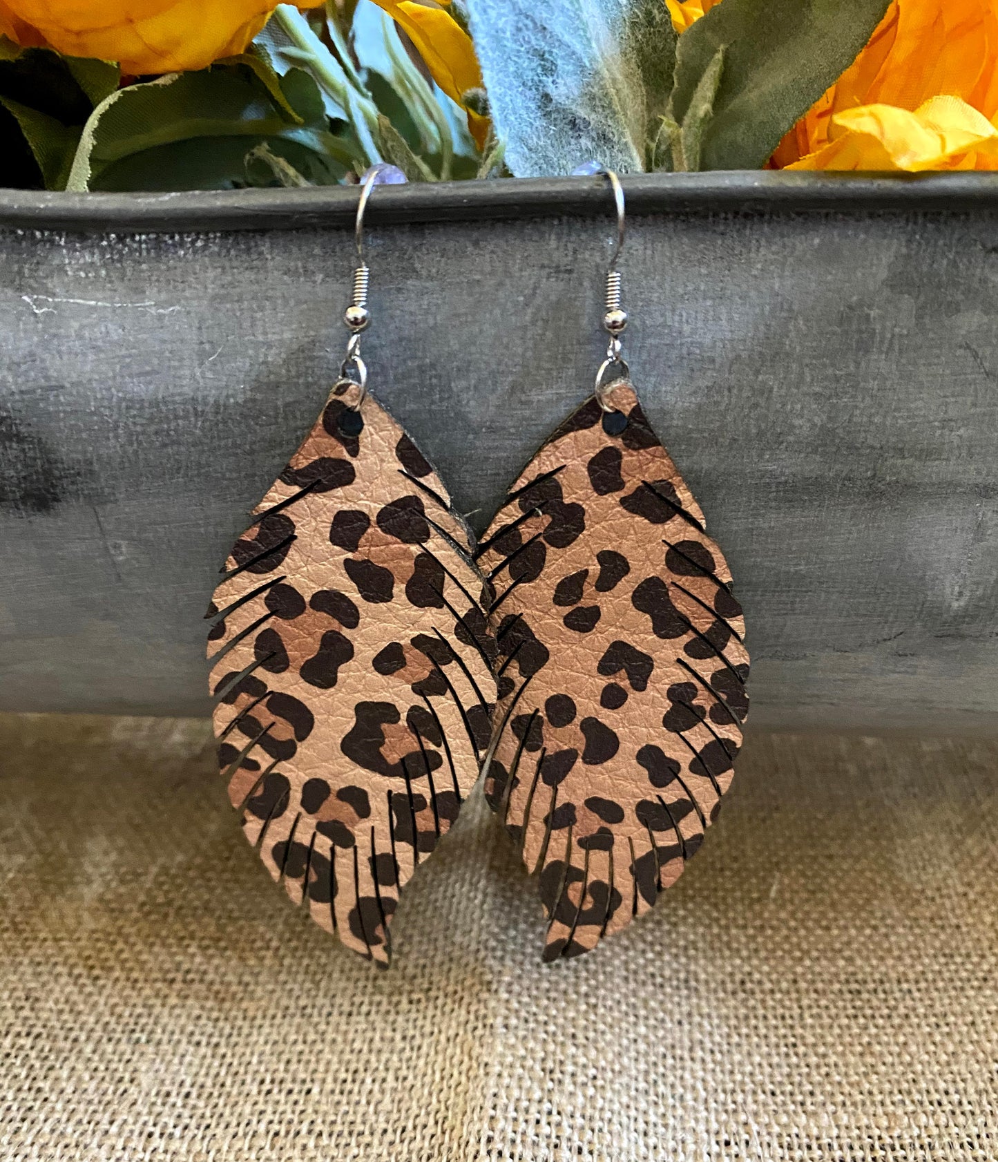 Feather Leather Earrings