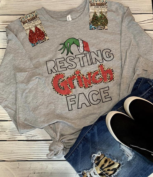 Resting Grinch Face Long Sleeve Tee