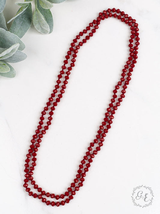 The Essential 60" Double Wrap Beaded Necklace - Crimson