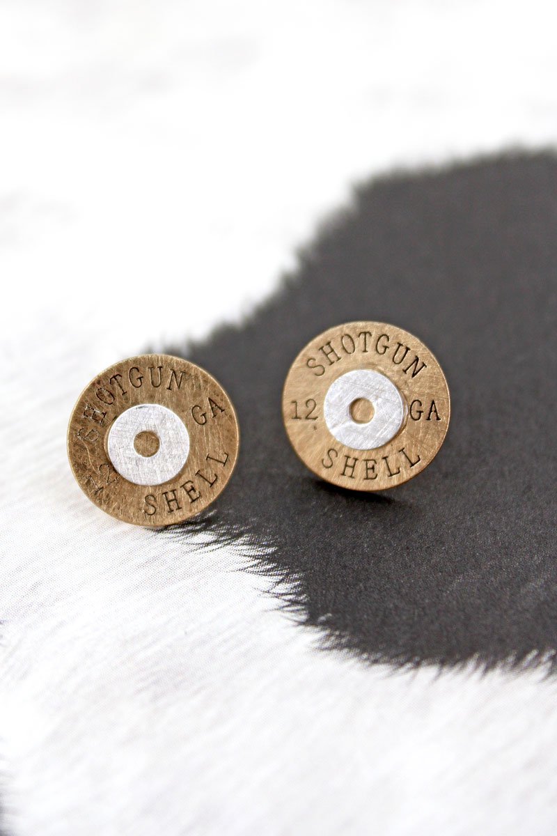 Scratched 12 Gauge Shotgun Shell Earrings