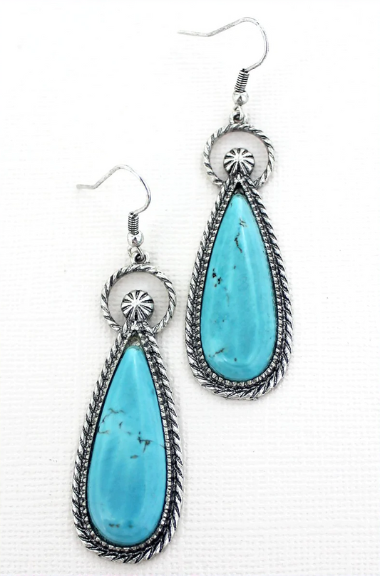 Turquoise Meadow Lake Teardrop Earrings