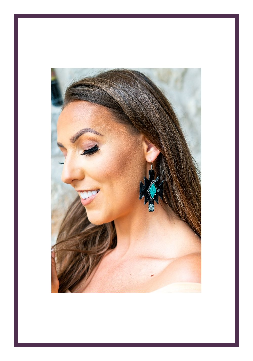 Metallic Cowhide Diamond Aztec Earrings