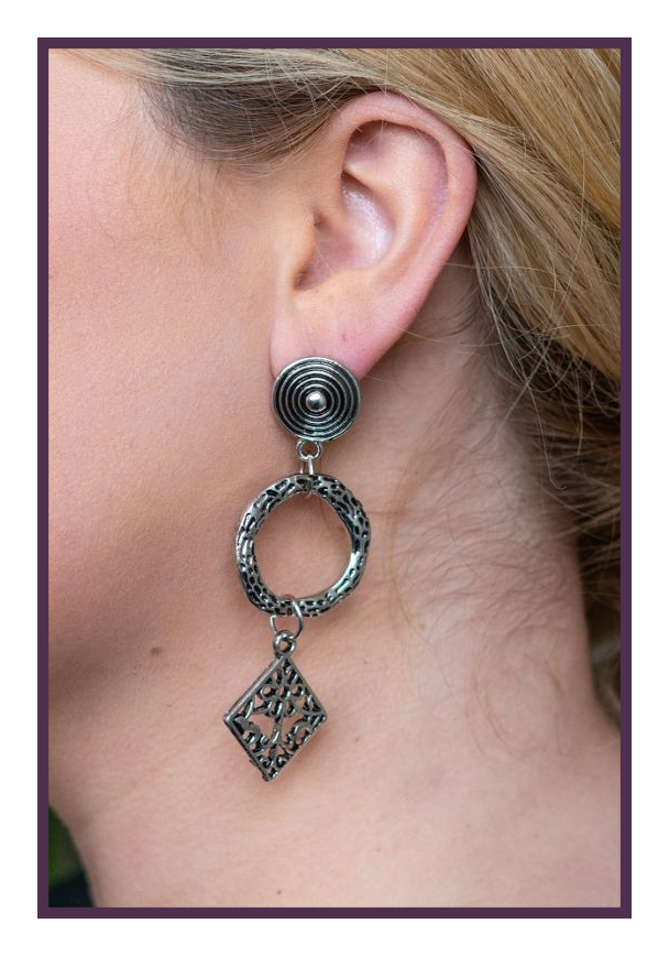 Silver 3-Tier Dangle Earrings
